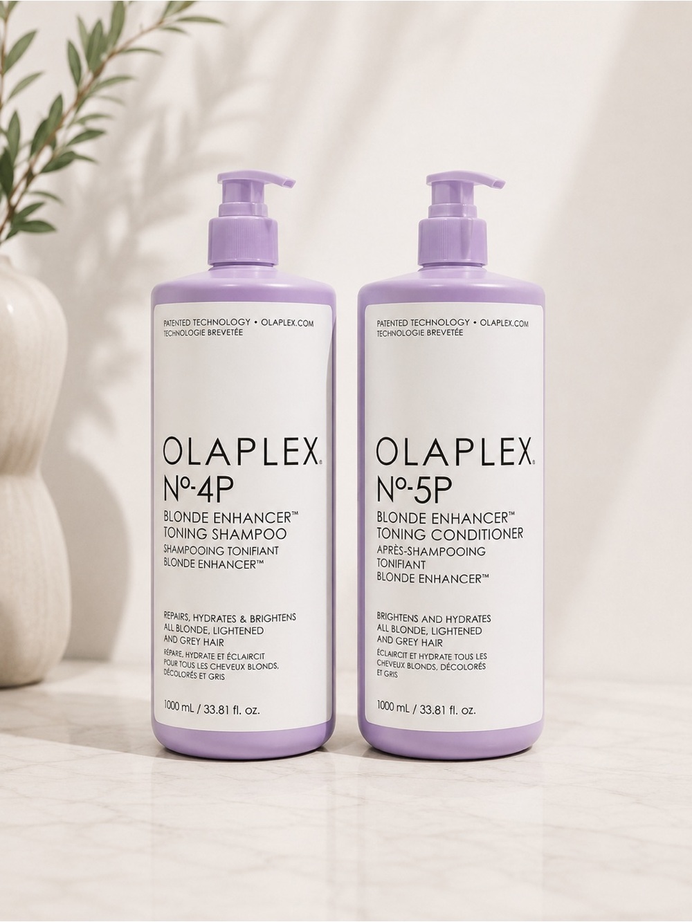 OLAPLEX No.4P & No.5P Blonde Enhancer Shampoo + Conditioner 1L Set